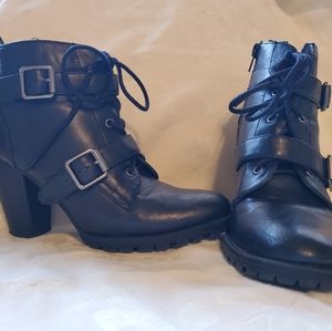 Madden Girl Lace Up Ankle Boots Zipper & Buckles